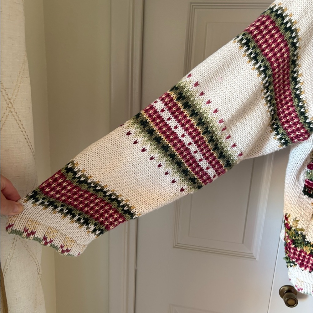 Tiara International | Vintage knit Christmas Cardigan. Size 26. Holiday floral - Picture 8 of 13